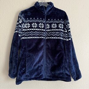 Lands‎ End geometric snowflake zip up sweater